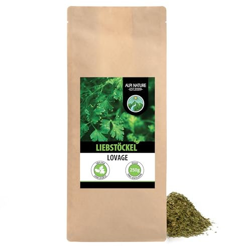 Levístico (250g), Lovage, Apio de Monte, Hierba Maggi, cortada, suavemente secada, 100% pura y natural para la preparación de mezclas de especias