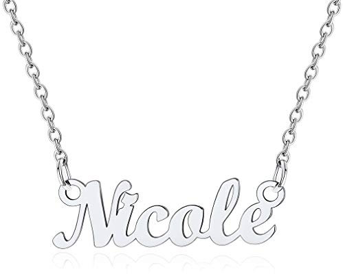 Custom4U Nicole Necklace Girl's Name Pendant with Chain Women Nameplate Jewellery
