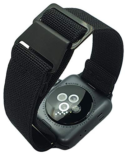 Max Elastisches Uhrenarmband, kompatibel mit Apple iWatch Serie 9, 8, 7, 6, 5, 4, 3, 2, 1, Ultra Nylon, marineblau, Fallschirmband, Large - 42mm/44mm/45mm, Nylon