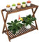 TOVACU Holz-Pflanzenständer für drinnen und draußen, 2 Etagen, Blumenständer, Eckregal, Blumentopfhalter für Pflanzen, für Terrasse, Balkon, Eingang, Veranda, Wohnzimmer (klassisches X-Cross Design)
