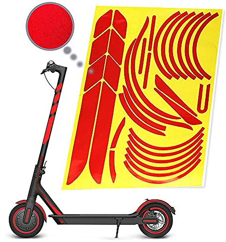 Baisirui Adesivi per Monopattino Elettrico Universale, Avvertenza Sicurezza Notturna Accessori Protettivi Decalcomanie Riflettenti Accessori Decorativi per Biciclette Elettriche Xiaomi M365(Rosso)