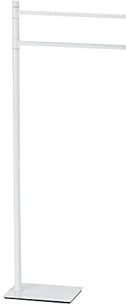 GEDY G-Seul Piantana Porta Asciugamani Bianco con Finitura Nere, Misure 83,3 x 34 x 14 CM, Porta Asciugamani da Terra in Acciaio Inox e Cromall®, Brugola da 4mm Inclusa