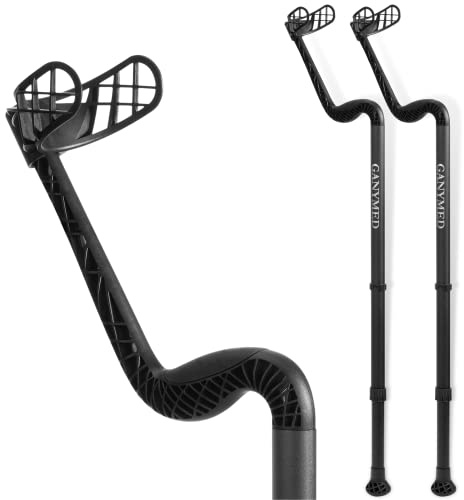 Ossenberg GANYMED® Unterarmgehhilfe - Gehhilfe mit ergonomischem Softgriff - höhenverstellbare Unterarmstütze aus Leichtmetall - Krücken mit Gummifuß - bis 120 KG - schwarz