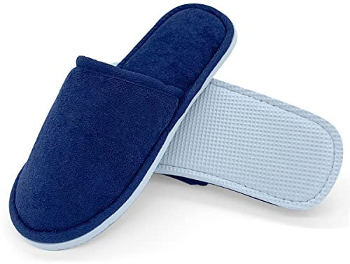 JOMIX Set Ciabatte Ospiti Lavabili in Spugna Pantofole da Viaggio Hotel Spa Punta Chiusa MD3762 (Blu C 2 Paia, 36/37)