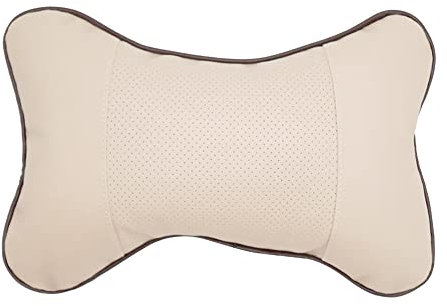 Auto Leder Nackenkissen,Asudaro Auto Kopfstütze Auto Knochenform Nackenkissen Weiche Nackenstütze Hals Rest Kissen Kopfstütze für Autositz Kopfstütze Kissen 27cm x 19cm Auto Nackenstützkissen,Beige