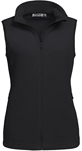 Outdoor Ventures Damen-Fleece-Weste, leichte Oberbekleidung, Mikro-Fleece, Bodywarmer 160 g, mit 4 Taschen, für Wandern, Camping, Reisen, Schwarz , L