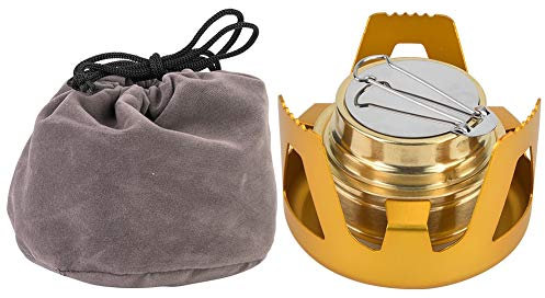 Nimomo Mini Spirit Burner Estufa de Alcohol, Spirit Burner Durable al aire libre portátil ultraligero combustible estufa BBQ Camping(Oro)