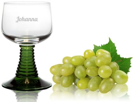 1 personalisiertes Weinrömer Römerglas mit grünem Fuß, 0,12L KLEIN - MIT Füllmarke (1 Stück) - Römerglas mit Gravur Name
