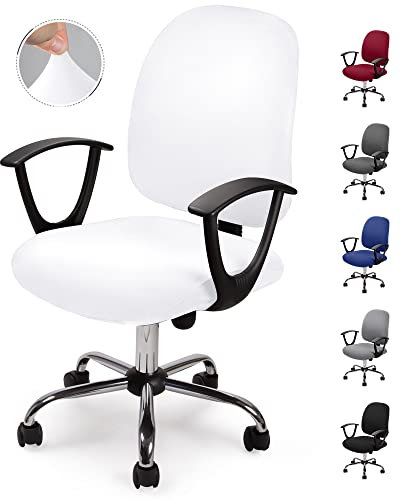 Eozakavod Bezug für Bürostuhl Bürostuhl-Bezug Waschbarer elastischer Sitzbezug Computer-Bürostuhl Bezug Universal Stuhl Bezüge Drehstuhl Bezüge Set für Bürostuhl Armlehnen Stuhl (no Stuhl) (Weiß,1)