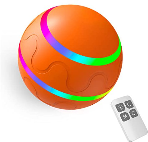 LUXTE Smart Ball For Dogs - Self Moving Balls For Large Dogs - Interactive Puppy Pet Ball Automatic Moving Rolling With LED Light, Rechargeable Smart Wicked Busy Ball For Dogs Cats (Orange)