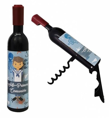 Sacacorchos Magnético 1ª COMUNIÓN NIÑO para Botellas Personalizado en Caja Kraft - Detalles Comuniones Originales Niñas