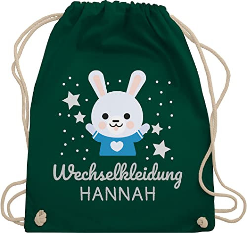Turnbeutel Rucksack - Kita Beutel Wechselsachen Mädchen - Wechselkleidung Hase - Unisize - Dunkelgrün - kindergarten name tasche personalisierter kinder kindergartentasche ersatzkleidung