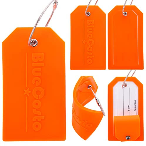 Étiquette de bagage en PVC de qualité supérieure, étiquettes de bagage avec couverture de confidentialité, étiquettes de bagage pour valises, étiquette de sac, paquet de 5 étiquettes (rouge vif)