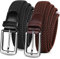 LOVMEAD Elastischer Gürtel Stretchgürtel Geflochten Herren Damen Wert 1 2 Stück, Golf Stoffgürtel Flechtgürtel Dehnbarer (2 Stück-Schwarz+Kaffe, 125cm/42’’-46’’ für Taillengröße)