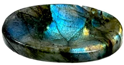 Natürliche Labradorit Kristall Handschmeichler Angst - Daumen Sorgenstein für psychischen Schutz, innere Stärke, Taschensteine für spirituelles Erwachen - Stressabbau Kristalle Sorgenstein