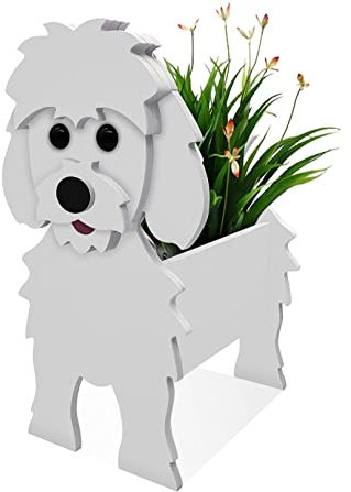TTiiLoe Niedlicher Hunde-Pflanztopf, Malteser-Hund-Pflanztöpfe, PVC-Kräutergarten-Blumentöpfe, Cartoon-Hunde-Pflanzgefäße, Geschenke für Tierliebhaber, 43x25cm/16.92x9.84in