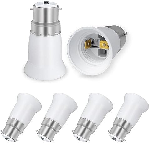 SCNNC B22 to E27 Socket Converter, BC B22 to ES E27 Screw Light Bulb Adaptor, 0~250V, Max Wattage 60W, Lamp Socket Converter B22 to E27 for LED Halogen CFL Incandescent, Pack of 6