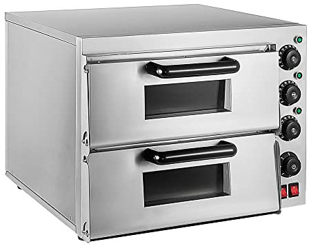 2000/3000W Portable Pizza Oven, Multifunction Toaster Oven, Countertop Electric Oven and Grill with Heat-Insulated Handle, CE/FCC/CCC/PSE (Silver Double Layer/40x40x14cm)