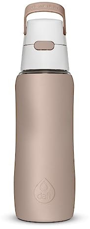 Dafi Gourde filtrante d'eau SOLID SiliconeFit Beige 0,7 L - Filtre à charbon inclus, Tritan® sans BPA, Pour le sport, la gym, à l’école, le travail et le voyage - Bouteille filtrante