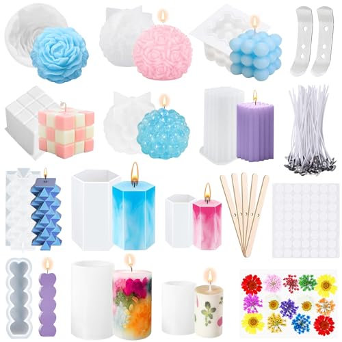 YUTUY Moldes para Velas - Kit de Silicona Artesanal Hecho a Mano para Decoración del Hogar y Manualidades