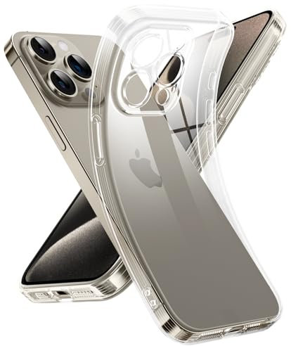 Supdeal Custodia Trasparente per iPhone 15 Pro, Mai Gialla con Protezione Fotocamera, Cover Case in Silicone Trasparente Ultra Sottile e Leggera, 6,1, Trasparente