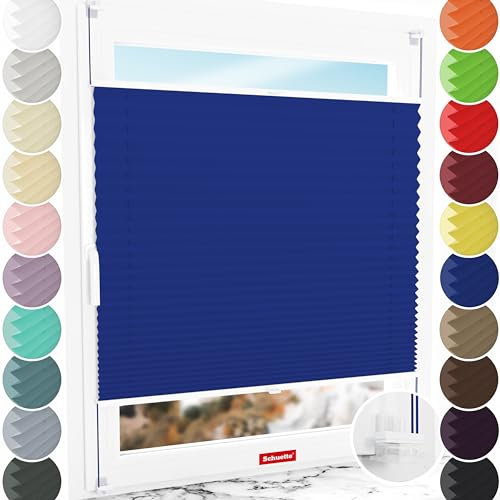 Schuette® Plissee ohne Bohren ● Thermo Kollektion: Wave Waltz (Blau) ● 35x80cm (Breite x Höhe) ● Suprafix Faltrollo Klemmfix 2.0 Rollo ● 60 Sekunden Plisseerollo Montage inkl. Video