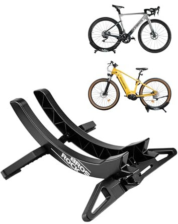 ROCKBROS Support Vélo Sol Range 26-80mm Largeur Réglable VTT Râtelier Vélo Support Stationnement Assemblé Pneu Avant Arrière Vélo Route Antidérapant Vélo Course Vélo Électrique Intérieur Stable Noir