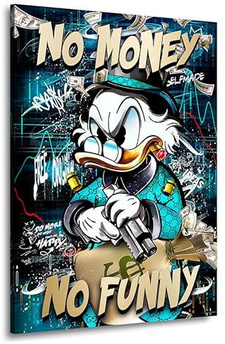 Kunstgestalten24 Leinwandbild Dagobert Duck Money Pop Art Comic Bild Kunstdruck Wanddeko