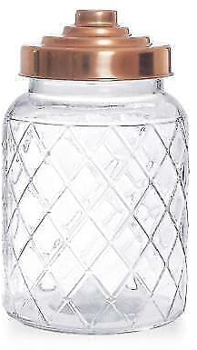TRTO Round Storage Jar With Copper Lid Clear Screw Top Lid Tea Food Containers (10 x 18cm)
