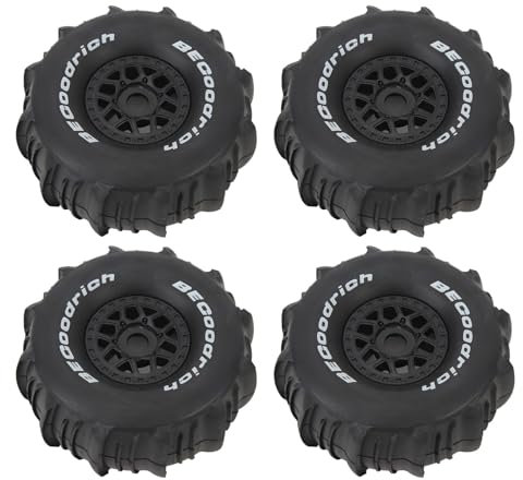 HELEVIA 4 Stück 1/7 RC-Räder und Reifen RC-Auto Off-Road-All-Terrain-Felgen Reifen RC-Car-Räder Ersatz für UDR Short Course Truck