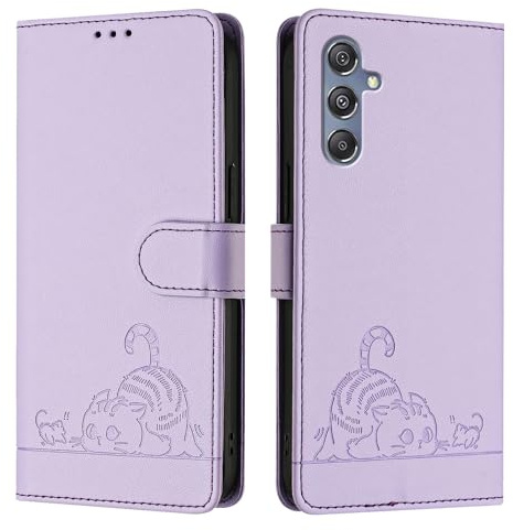 Custodia compatibile con Samsung M34/F34 5G, custodia a portafoglio in pelle PU con pulsante magnetico, funzione di supporto protettiva integrale per Galaxy M34/F34 5G, viola