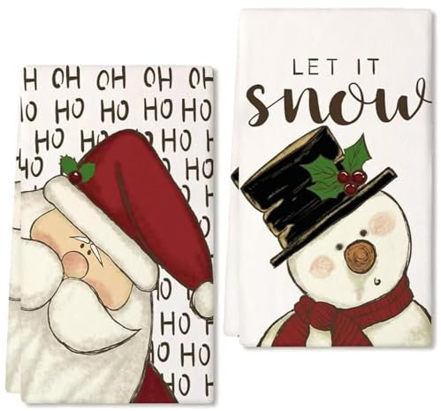 RYMAUP Juego de 2 paños de cocina para decoración navideña, decoración de Navidad, 40 x 60 cm, decoración de mesa