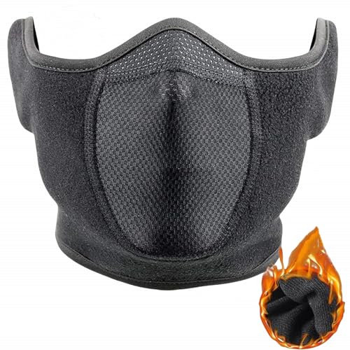 Half Face Mask Adjustable Fastener Windproof Men Women for Skiing Snowboarding Motorcycling Running Winter Outdoor Sports Highly Breathable Warming (Black)