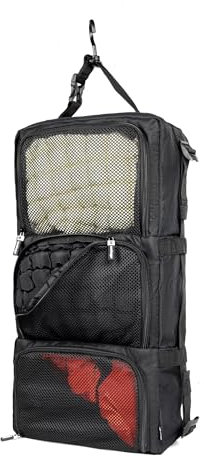 NUMBSUGAR Hängende Packwürfel aus recycelten Plastikflaschen | Travel Organizer für Rucksack | Hanging Packing Cube | Tragbare Reiseregale in Schwarz