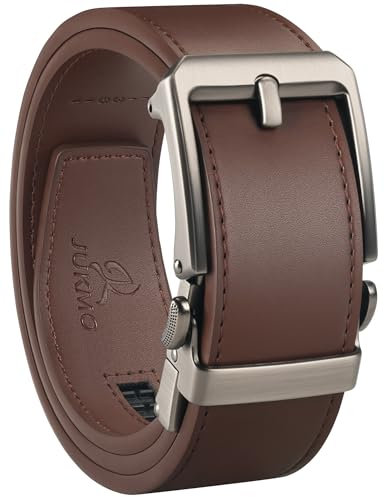 JUKMO 1.5“ (38mm) Leder-Ratschengürtel für Männer in Geschenkbox (Braun, Groß)