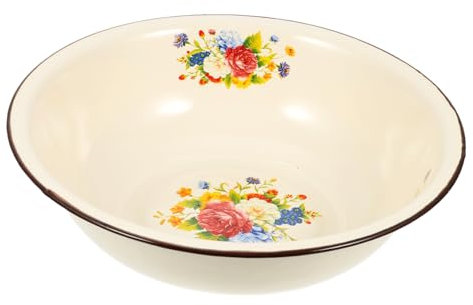 PRETYZOOM Cuenco Esmaltado Retro De 26 Cm Diámetro, Lavabo Esmaltado De Acero Función Para Hacer Masa, Tazón Para Mezclar De Cocina, Uso Doméstico y Decoración Vintage, Diseño Funcional