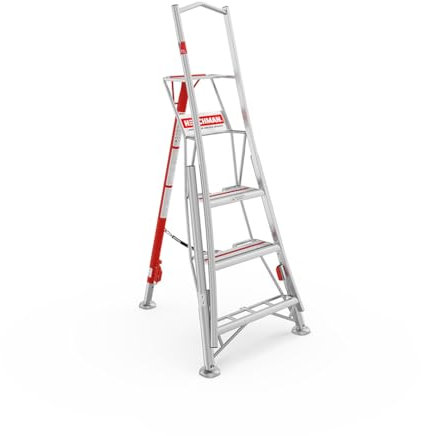 Henchman Aluminium Fully Adjustable PRO Tripod Ladder - 3 Adjustable Legs, For Professional Gardeners, 150kg Weight Limit, Lightweight, Durable (6ft / 1.8m)
