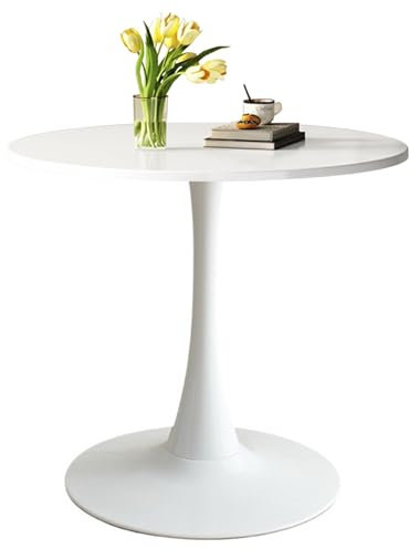 Bistrotisch, Kleiner runder Beistelltisch, moderner Couchtisch, MDF-Stehtisch für Wohnzimmer, Schlafzimmer, Büro, drinnen und draußen (weiß)