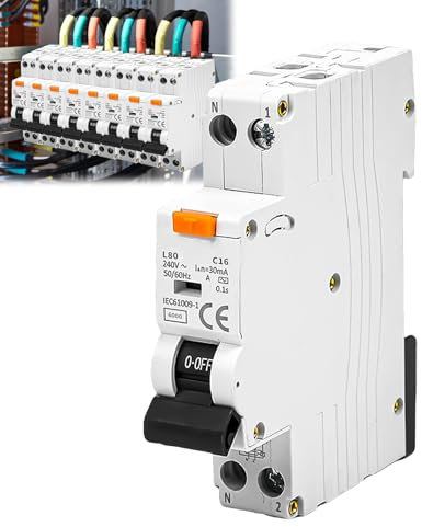 Interruttore FI/LS, interruttore a corrente residua, 30 mA. Interruttore FI con RCBO 16 Amp, corrente nominale RCD, 230 V, tipo A, 1P+N, montaggio su guida DIN, curva C