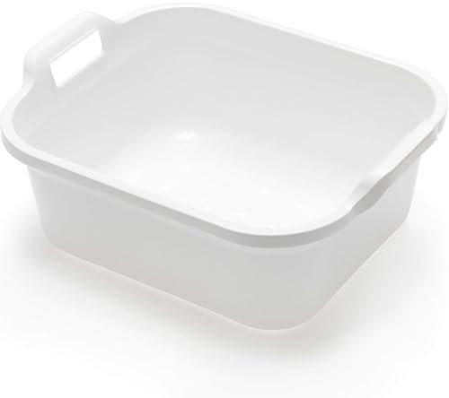 AMK® Addis White Rectangular Bowl 9.5L With Handles For Washing Up Dishes Fit For Kitchen Sinks Easy Clean High Gloss Finish