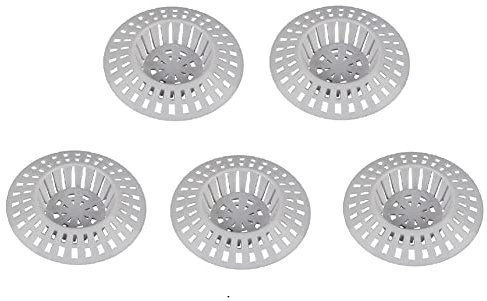 Quystetes 5 PièCes Filtre à Cheveux Entretoise Lavabo Anti Blocage Blanc Grille en Plastique Trou de Vidange Filtre Blanc