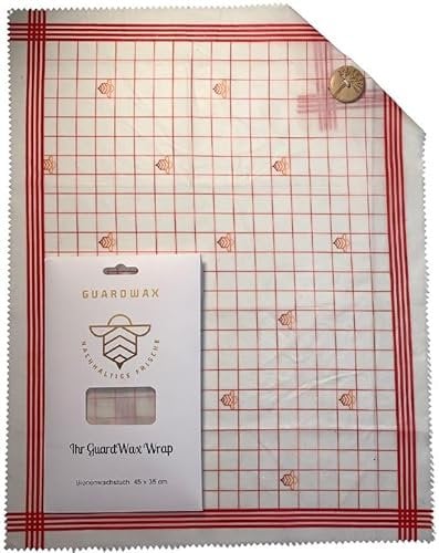 GuardWax Bienenwachstuch für nachhaltige Frische im XXL Wrap mit 45x35cm als plastikfreie Lebensmittelverpackung zum Frischhalten & Aufbewahren von Brot, Sandwich, Obst, Käse und anderen Lebensmitteln