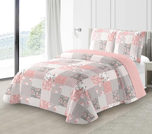 Couvre-lit Boutis épais matelassé 220x240cm avec 2 Taies 65x65cm M23-6050