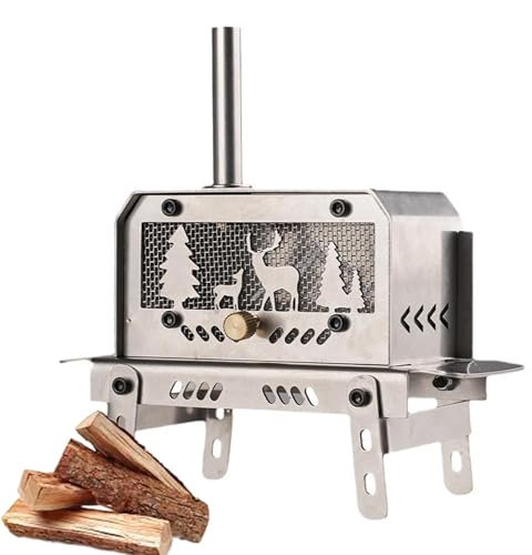 Holzofen aus Edelstahl - tragbarer kompakter Tandoor im Freien, Leichter Holzverbrennofen | Langlebiger -Multi - -Camp -Herd, hocheffizienter Holzbrenner für Camping -Wanderrucksacke