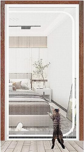 BANTASE Porte Moustiquaire for Chat 95 × 205 Cm, Porte Coulissante À Fermeture Éclair, Rideau De Protection en Maille avec Bande Auto-agrippante, Robuste, for Porte D'entrée, Porte-fenêtre(150x220cm)