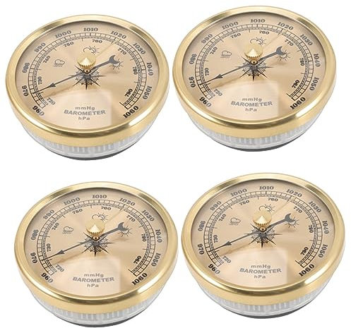 SOIMISS 4 Stück Zifferblattbarometer wettervorhersage druckluftmanometer wetterstationen Druckmesser Barometer drinnen hängendes Manometer Barometer einstellbar Zeigerbarometer Metall