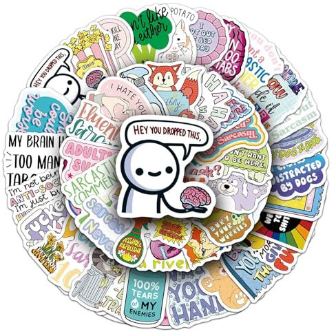 Sarcastic Stickers for Laptop(50 PCS),Gift for Children Teens Adults Girl Boys,Funny Waterproof Stickers for Skateboard,Bike,Phone,Computer,Luggage Water Bottle Guitar Motorcycle Suitcase