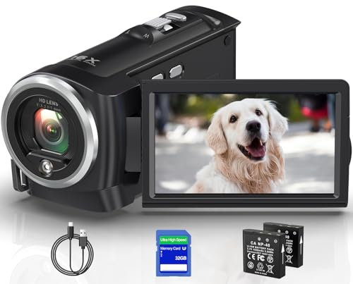 VENOPTIX Videocamera 2.7K QHD 50MP YouTube Vlogging Camera 16X Zoom digitale Webcam 270 gradi di rotazione dello schermo Camcorder con scheda SD 32G e 2 batterie di registrazione durante la ricarica