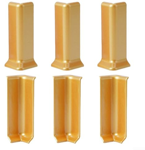 Für moderne Sockelleisten-Eckblöcke, Innenwand-Bodenverkleidung, Verbindungsstück, für 10 cm hohe Sockelleiste innen außen Eck-Installationsset (L Gold)