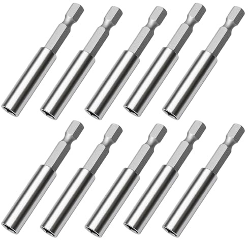 10 Stück Bithalter Magnetisch, Bit Halterung Magnetisch für Akkuschrauber, Bitverlängerung Magnetisch 1/4 Zoll, Hochwertige Bithalter für Präzisionsarbeiten, Ideal für Werkstatt und Baustelle